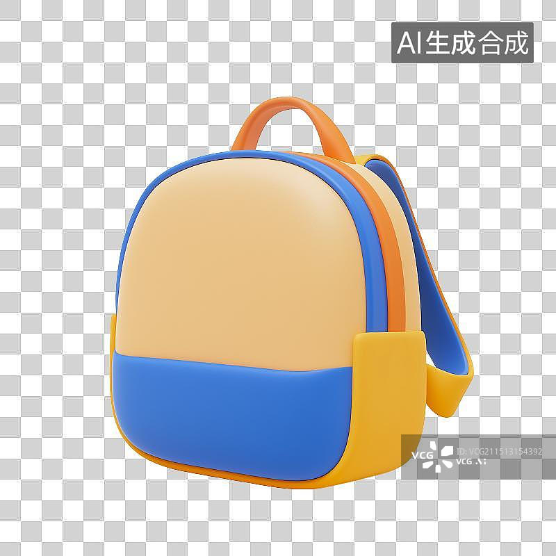【AI数字艺术】3D立体书包元素彩色双肩开学季购物季教育行业文具学习用品C4D渲染的黏土风格插画素材图片素材