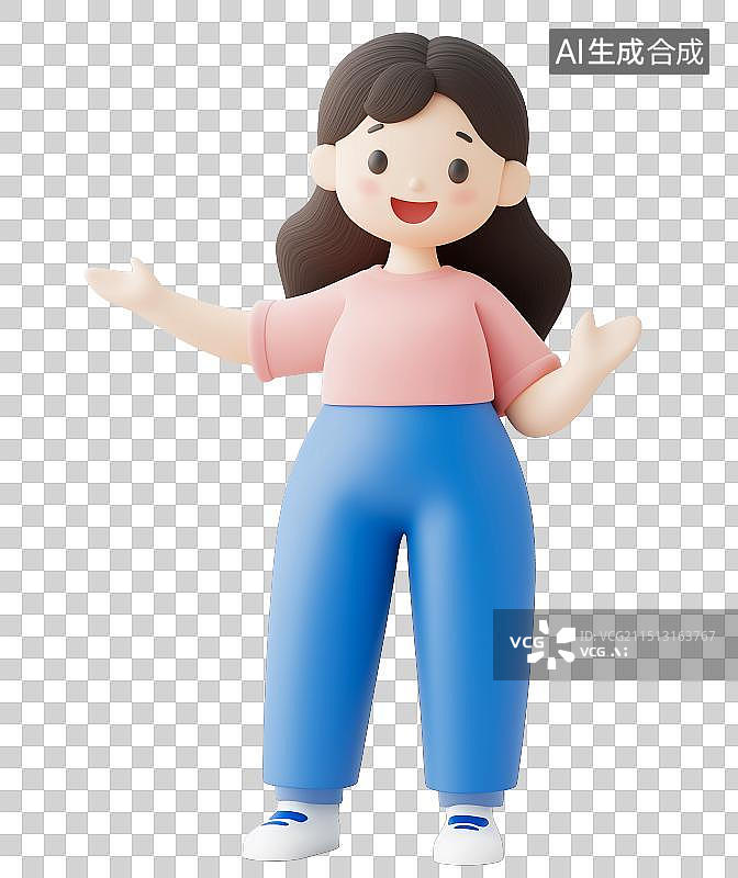 【AI数字艺术】3D人物素材一个正在上课的女教师培训师或做着介绍手势的产品销售人员图片素材