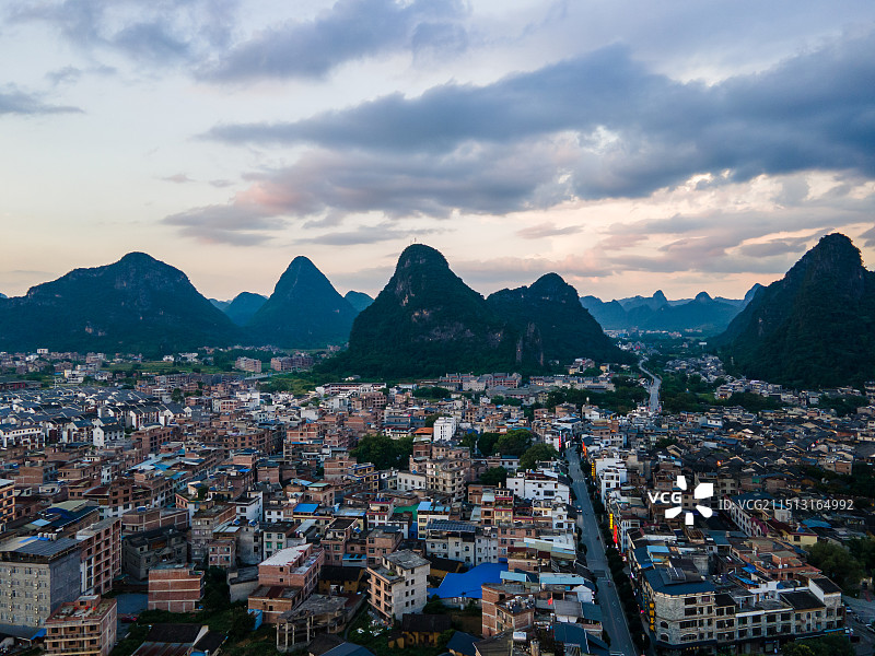 中国广西贺州黄姚古镇景区航拍图片素材