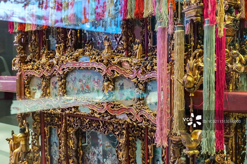 朱金木雕宁波花轿（万工轿） 清末民初 浙江省博物馆（之江馆区）镇馆之宝 民俗文化馆图片素材