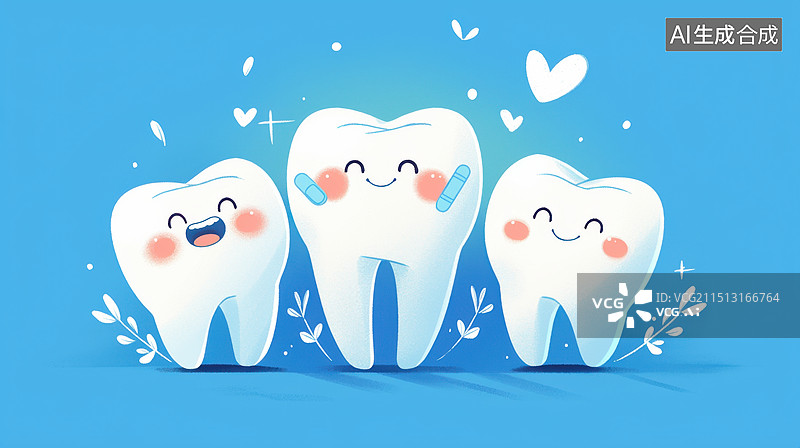 【AI数字艺术】卡通牙齿主题插画图片素材