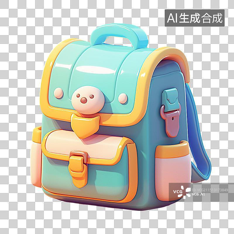 【AI数字艺术】开学季3D书包免抠元素图片素材
