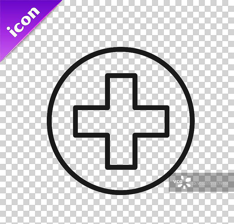 黑色线条医院医疗十字图标图片素材