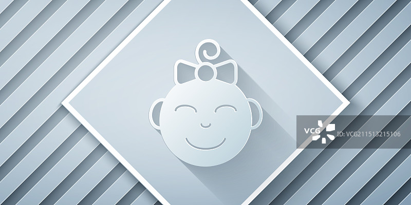 剪纸风格快乐小女孩头像图标图片素材
