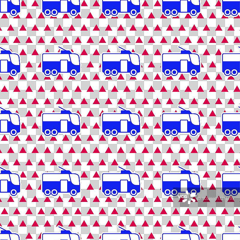 蓝色无轨电车图标无缝图案图片素材
