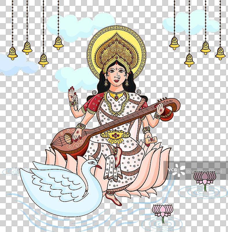 印度教萨拉斯瓦蒂女神图片素材