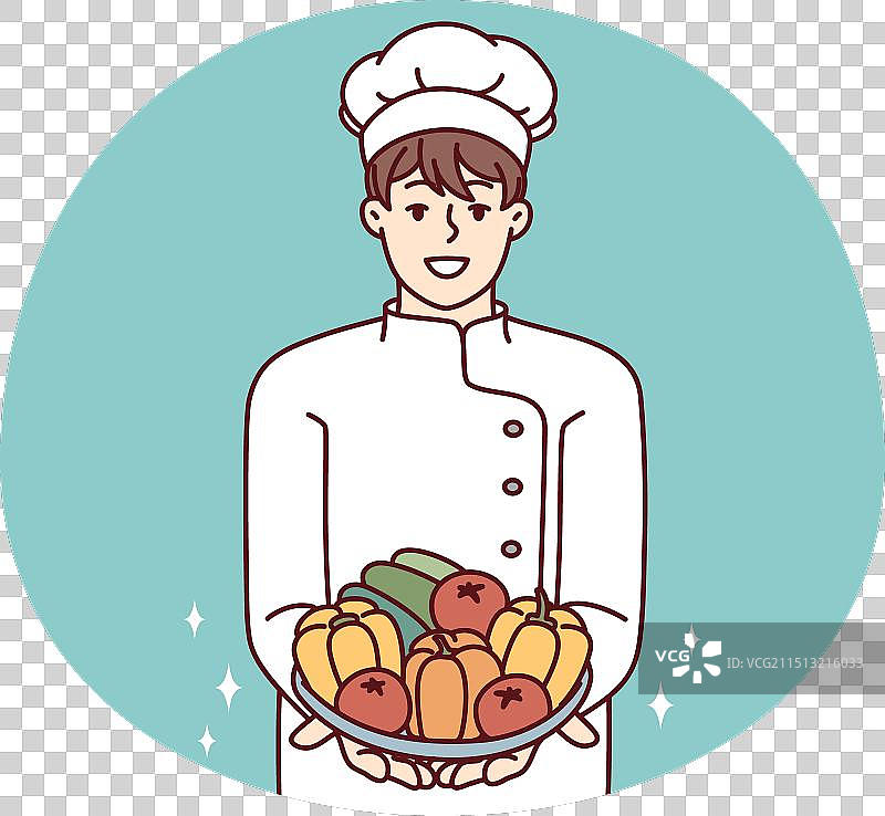 餐厅厨师端着新鲜的盘子图片素材