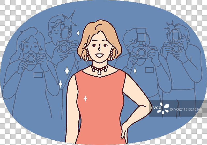 在摄影师面前摆姿势的微笑女性图片素材