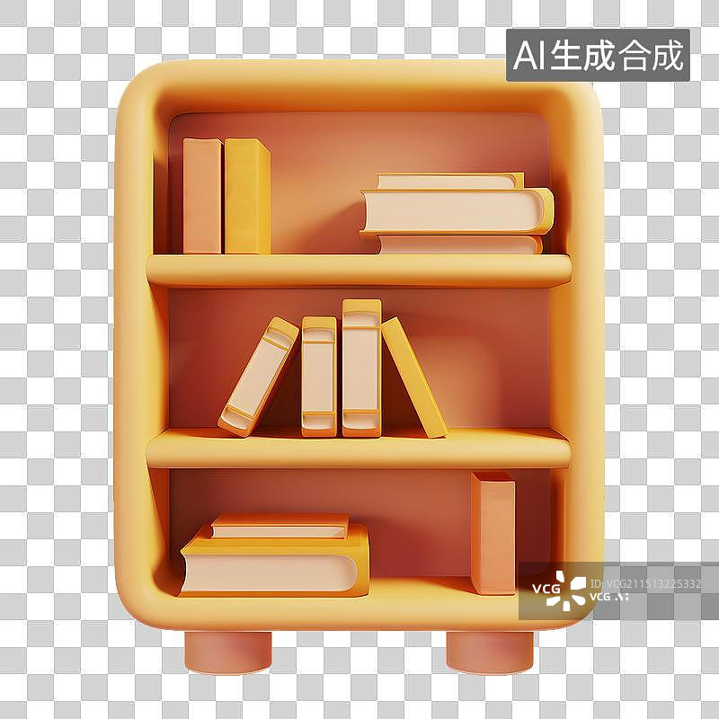 【AI数字艺术】书柜书架书本组合3D立体模型图片素材