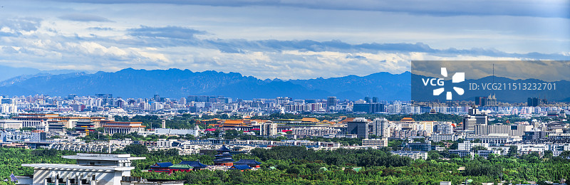 北京市丰台区高视角望世界遗产北京中轴线夏季雨后全景图片素材