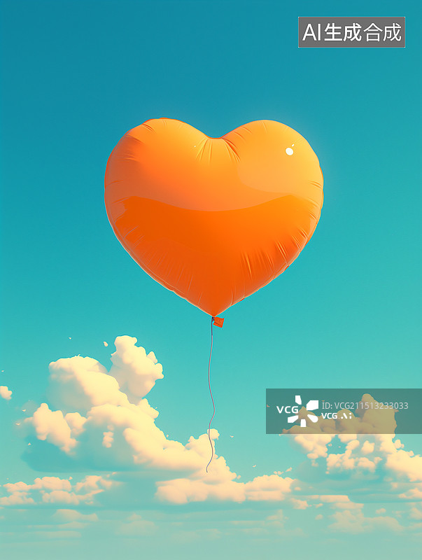 【AI数字艺术】膨胀的心形气球图片素材