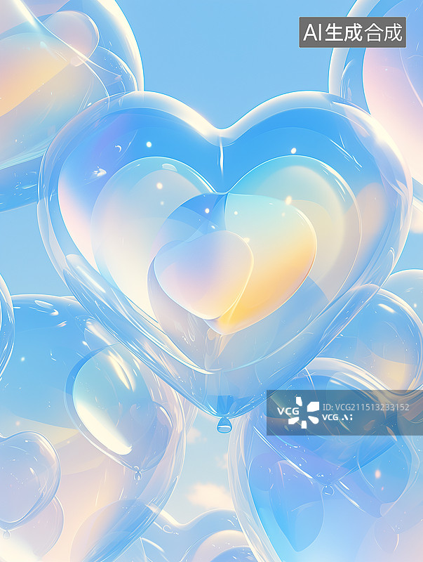 【AI数字艺术】膨胀的心形气球图片素材