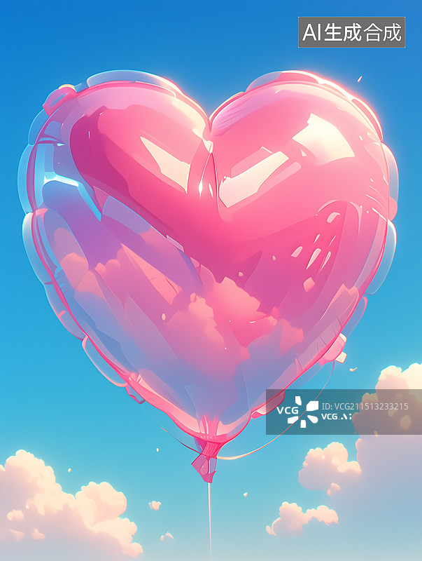 【AI数字艺术】膨胀的心形气球图片素材