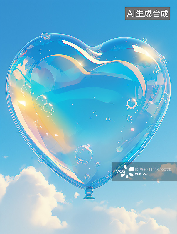 【AI数字艺术】膨胀的心形气球图片素材