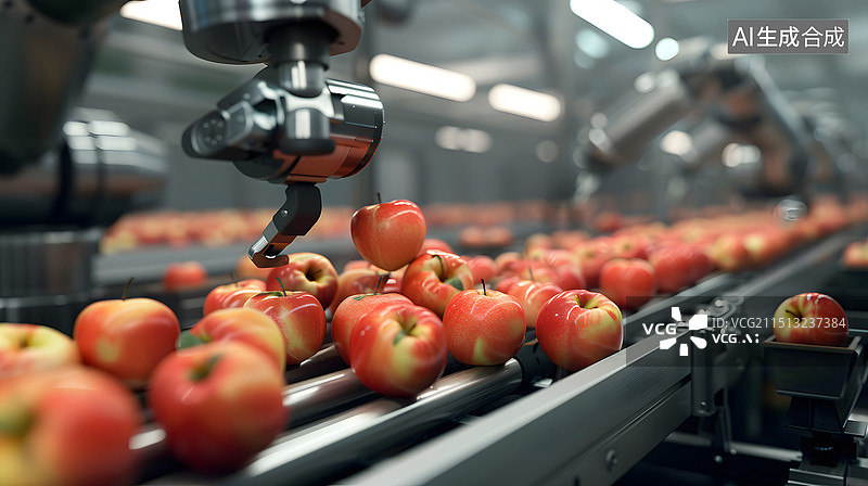 【AI数字艺术】自动化苹果分拣场景图片素材