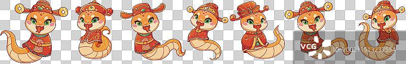 金蛇蛇年IP形象财神灶神喜庆图片素材