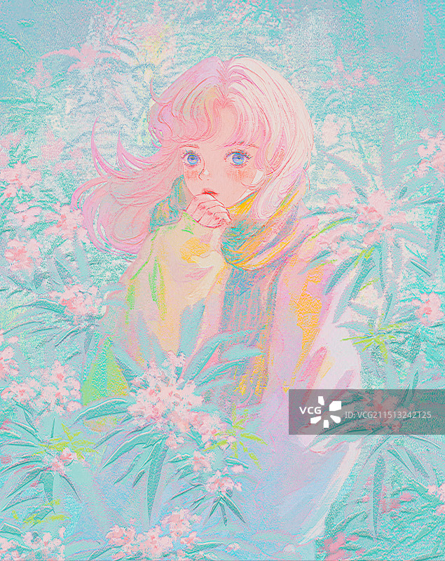 少女夹竹桃特写人物图片素材