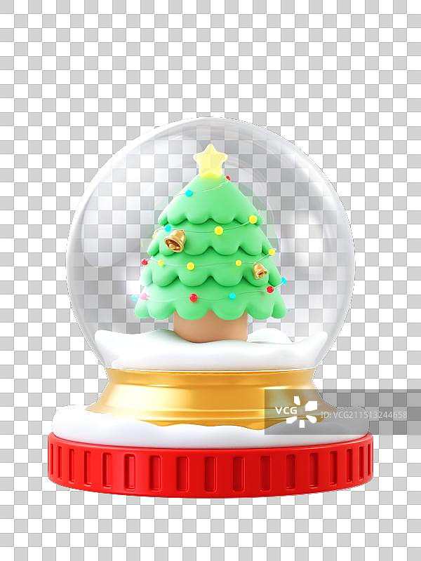 3D圣诞树水晶球图片素材