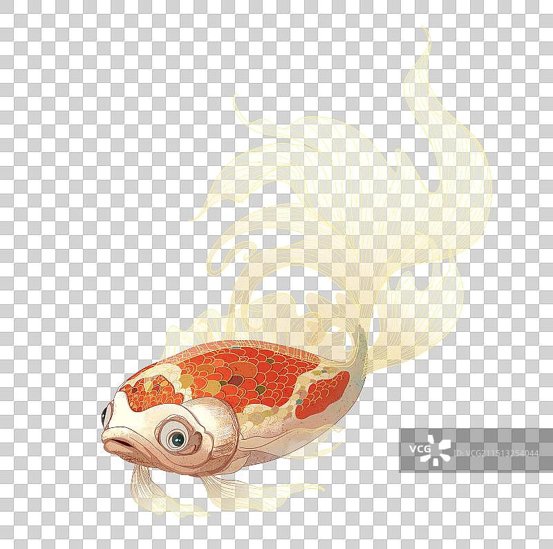手绘新中式金鱼图片素材