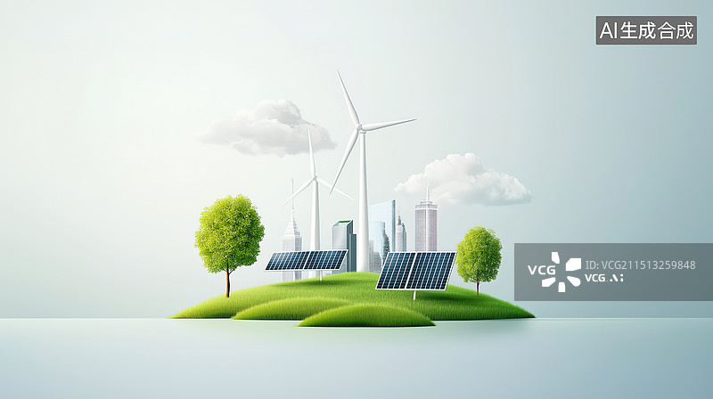 【AI数字艺术】环保新能源与现代都市图片素材