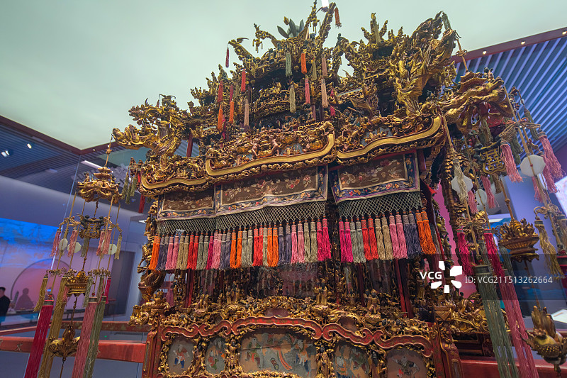 朱金木雕宁波花轿（万工轿） 清末民初 浙江省博物馆（之江馆区）镇馆之宝 民俗文化馆图片素材