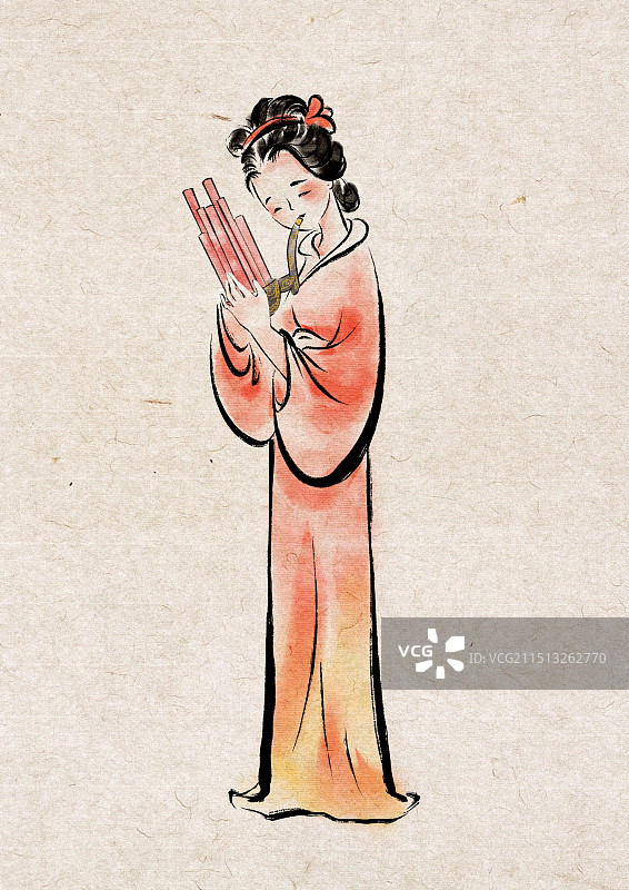 汉服演奏乐器的女子图片素材