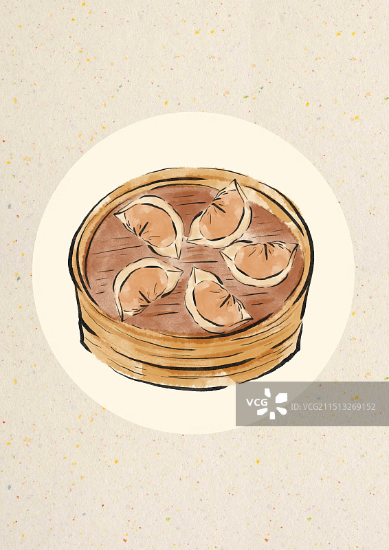 水墨风台州美食插画-扁食图片素材