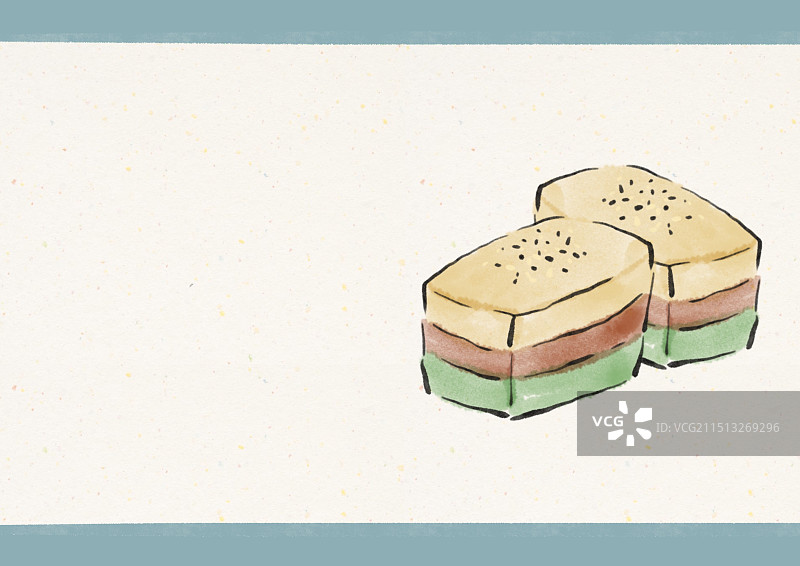 水墨风台州美食插画-三色糕图片素材