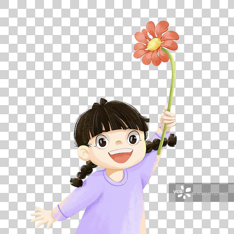 送花的小女孩图片素材