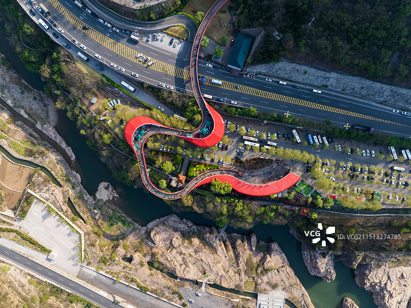 河南安阳林州红旗渠青年洞5A级景区户外航拍图片素材