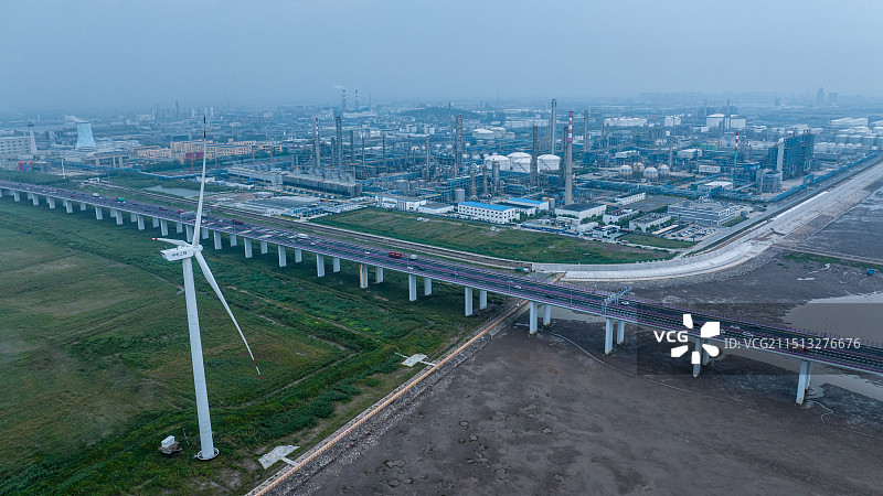 浙江嘉兴杭州湾企业航拍图图片素材