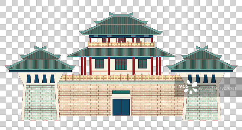 国风地标系列矢量插画—安徽 合肥三国遗址公园图片素材