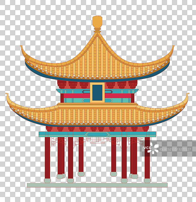 国风地标系列矢量插画—江苏 无锡崇安寺 锡金公园 无锡皇亭图片素材