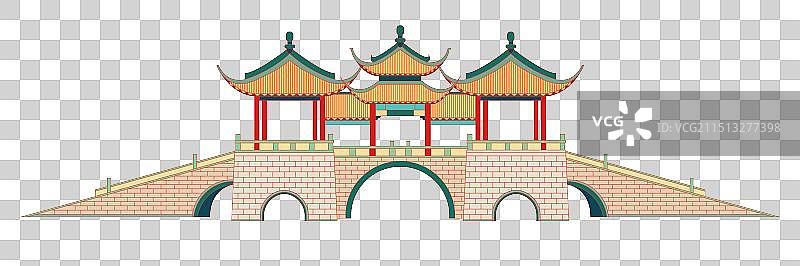 国风地标系列矢量插画—江苏 扬州 五亭桥图片素材