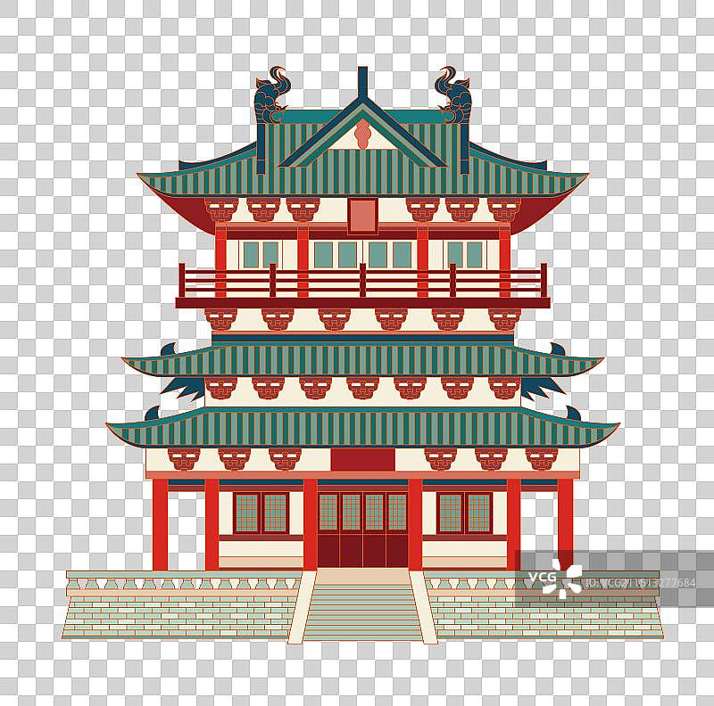 国风地标系列矢量插画—镇江北固山风景名胜区 北固楼图片素材