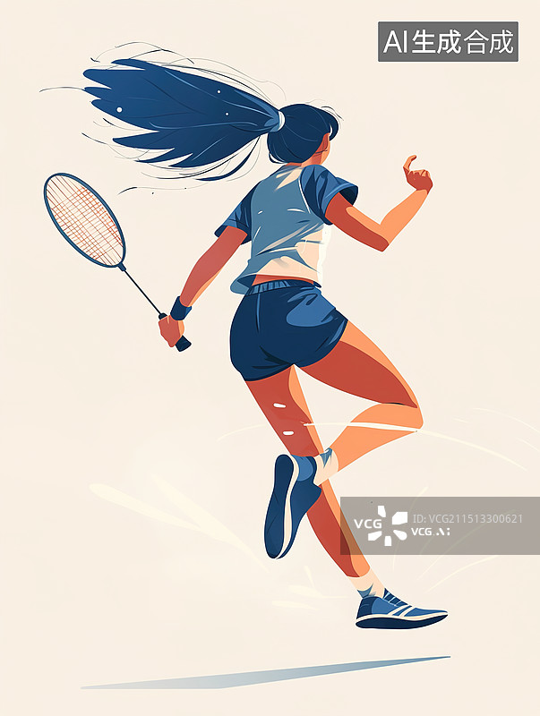 【AI数字艺术】打羽毛球的女孩图片素材