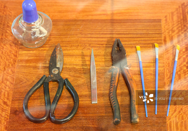 中国工艺美术馆风筝和风筝制作工具图片素材