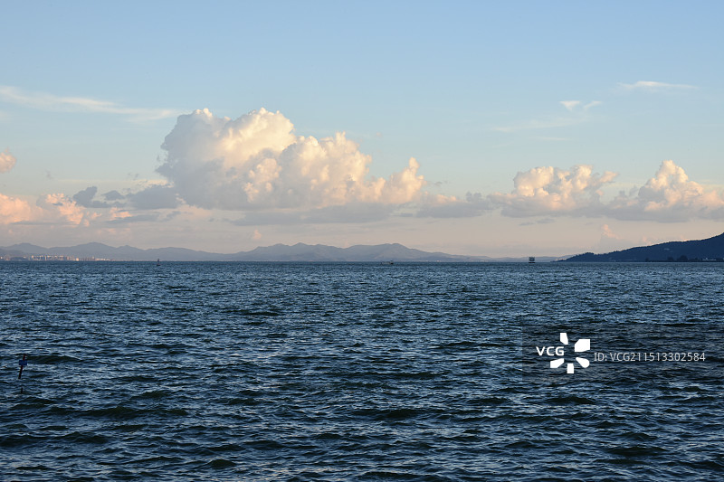 云南昆明滇池 日落海景图片素材