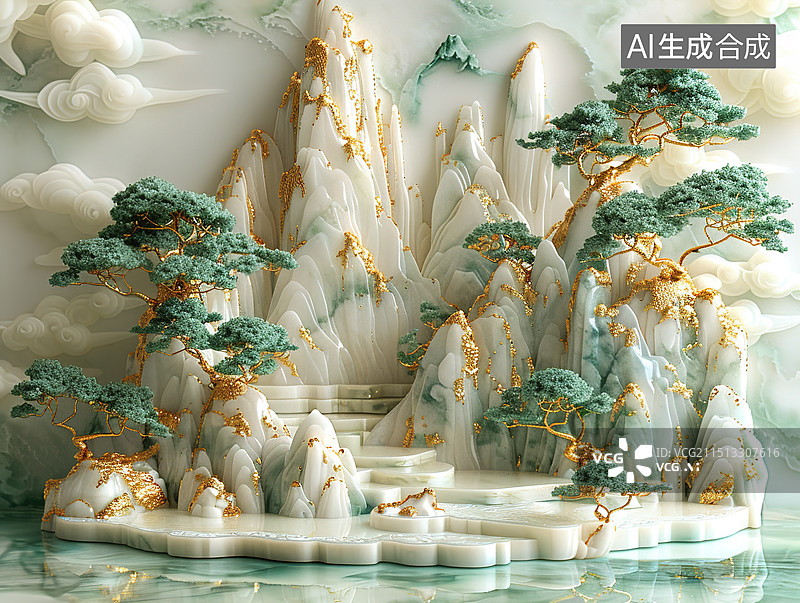 【AI数字艺术】中国 山水装饰图片素材