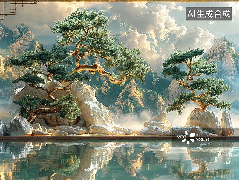 【AI数字艺术】中国 山水装饰图片素材