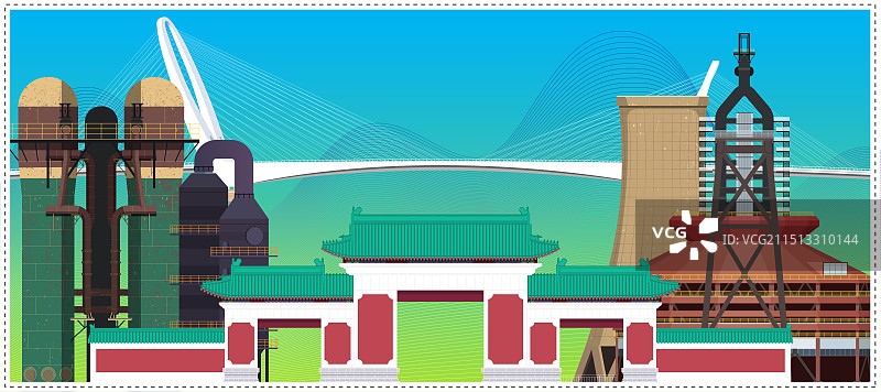 工业风园区扁平化建筑图片素材