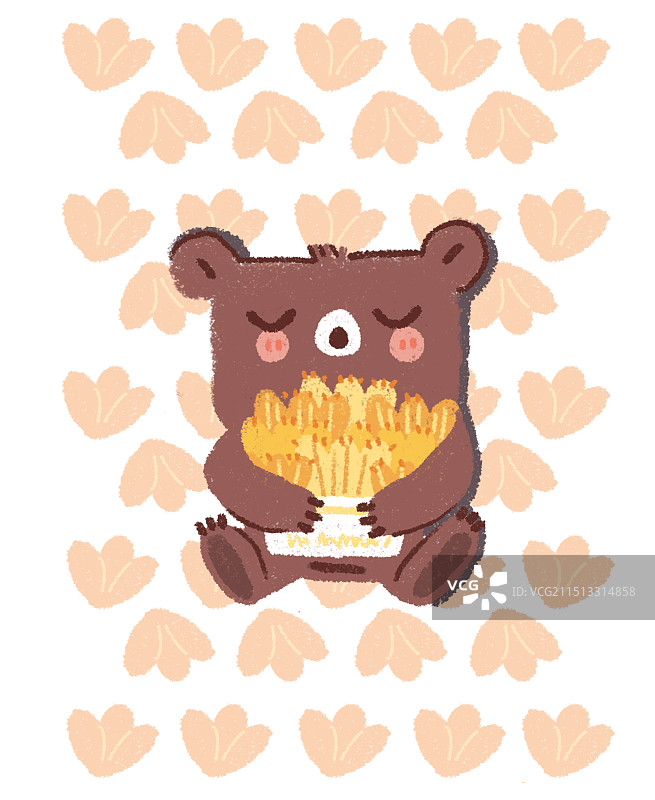 儿童插画——小熊和郁金香图片素材