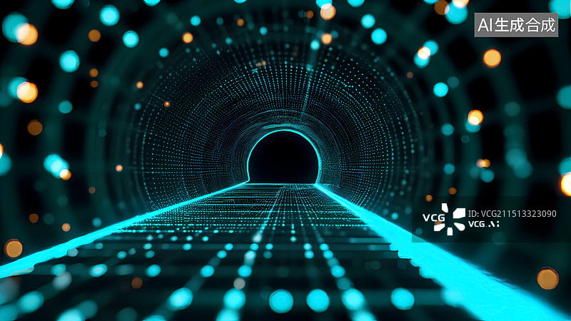 【AI数字艺术】科技隧道概念三维插画图片素材