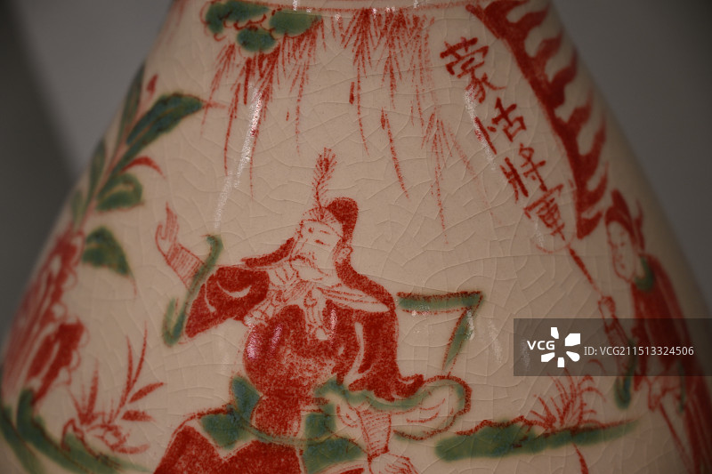 鼎州窑陶瓷蒙恬将军彩绘图片素材