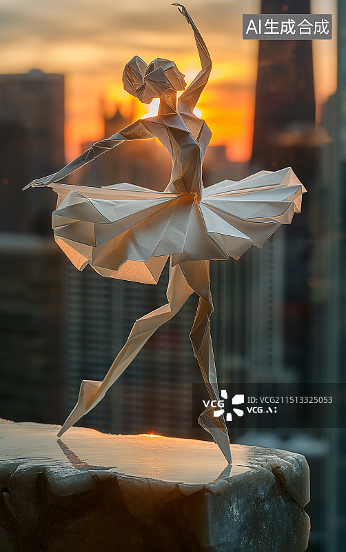 【AI数字艺术】折纸风格正在跳舞的女生图片素材