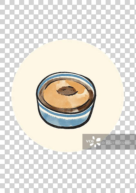 水墨风台州美食插画元素-核桃姜汁调蛋图片素材