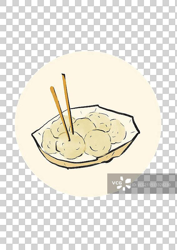 水墨风台州美食插画元素-蛋清羊尾图片素材