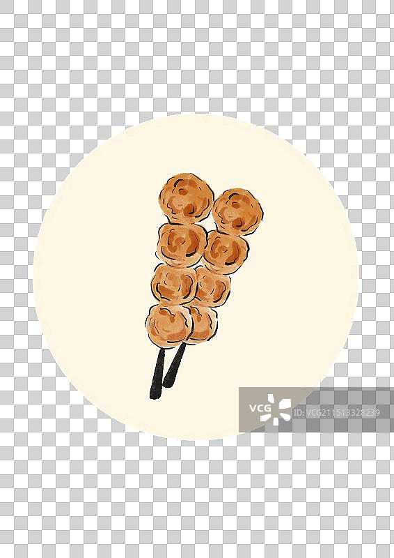 水墨风台州美食插画元素-油圆图片素材