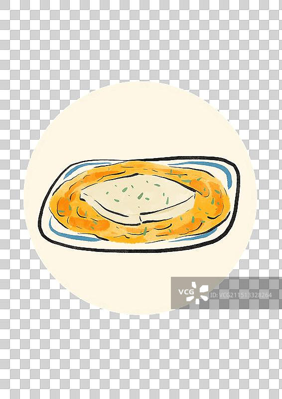 水墨风台州美食插画元素-鸡蛋麻糍图片素材