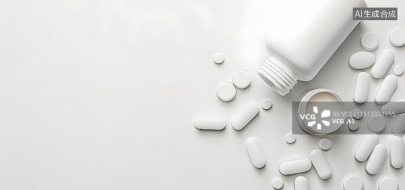 【AI数字艺术】白瓶子中的药片图片素材